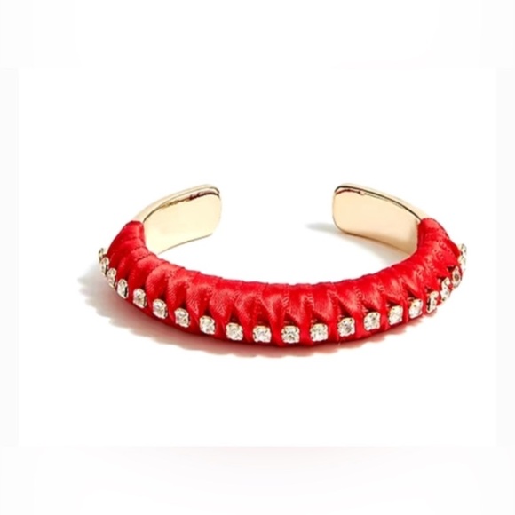 J.Crew - Ribbon Wrapped cubic zirconia studded cuff bracelet, in Red and Gold - Picture 3 of 6